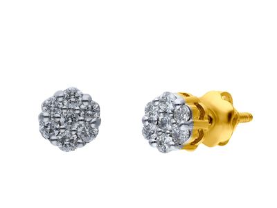 Broqueles Oro Amarillo 14k C/ 25 Pts De Diamante