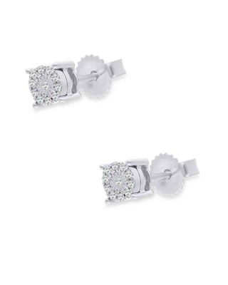 Broqueles Oro Blanco 14K C/ 5 Pts De Diamante