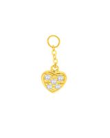 Charm colgante en forma de corazón de oro con zirconias