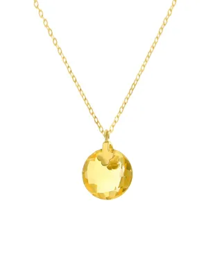 Dije De Oro Amarillo 14K Con Cadena Y Piedra De Color Amarilla