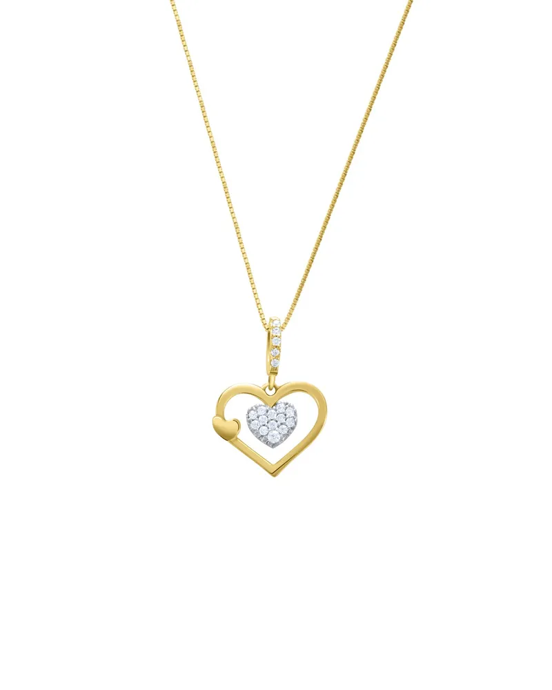 Dije con Cadena de Oro Amarillo En Forma de Corazon con Zirconias