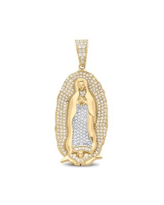 Dije de oro combinado y zirconias con motivo de la virgen de Guadalupe