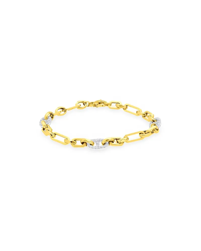 Pulsera De Oro Amarillo Y Blanco 14K (21.5Cm) Con Zirconias