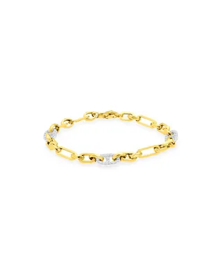 Pulsera De Oro Amarillo Y Blanco 14K (21.5Cm) Con Zirconias