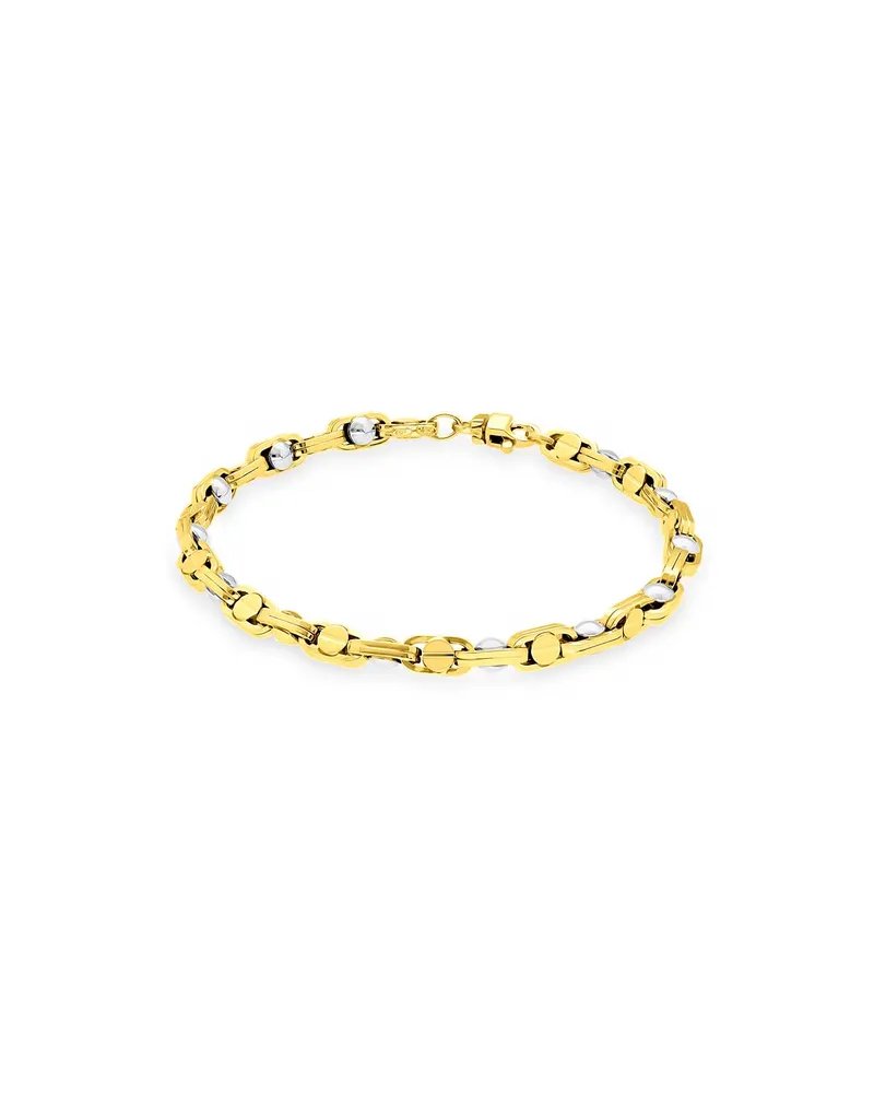 Pulsera De Oro Amarillo Y Blanco 14K (22Cm Aprox)