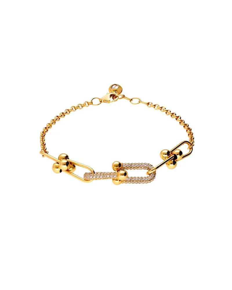 Pulsera De Oro Amarillo 14K Con Zirconias (19.5 Cm)