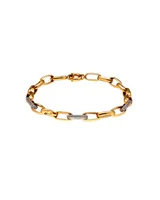 Pulsera De Oro Amarillo Y Blanco 14K (18.5 Cm) Con Zirconias