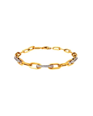 Pulsera De Oro Amarillo Y Blanco 14K Con Zirconias (22 Cm)