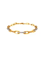 Pulsera De Oro Amarillo Y Blanco 14K Con Zirconias (22 Cm)