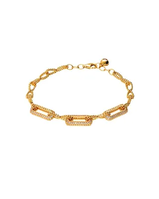 Pulsera De Oro Amarillo 14K (18.5 Cm) Con Zirconias