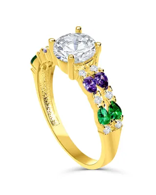 Anillo De Oro Amarillo 14K Con Zirconias