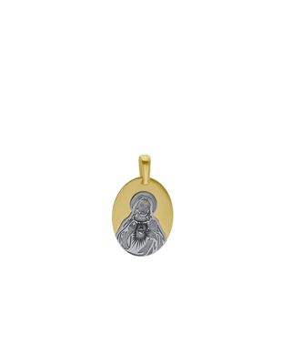 Medalla de Sagrado Corazôn Oro Blanco y Placa Oro Amarillo 14K