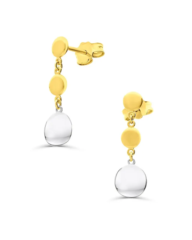 Aretes De Oro Amarillo 14K Con Zirconia-BIZZARRO