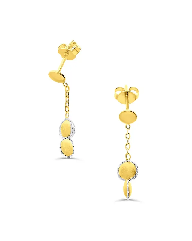 Aretes De Oro Amarillo 14K Con Zirconia-BIZZARRO