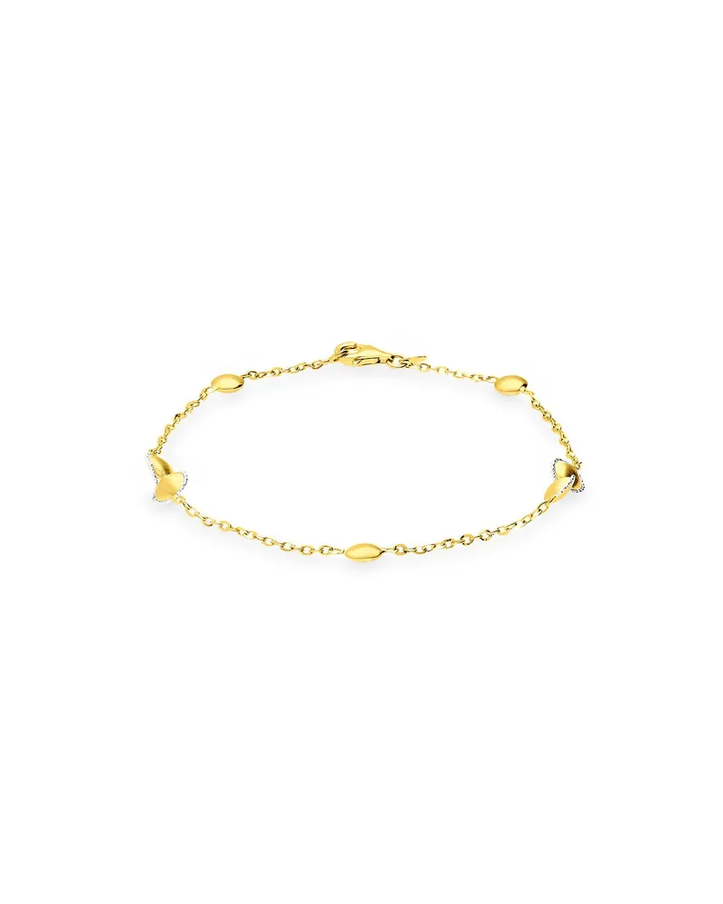 Pulsera De Oro Amarillo Y Blanco 14K