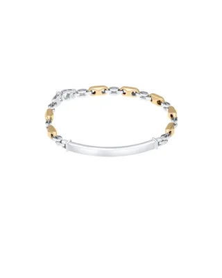 Pulsera De Oro Amarillo Y Blanco 14K Con 18.5Cm