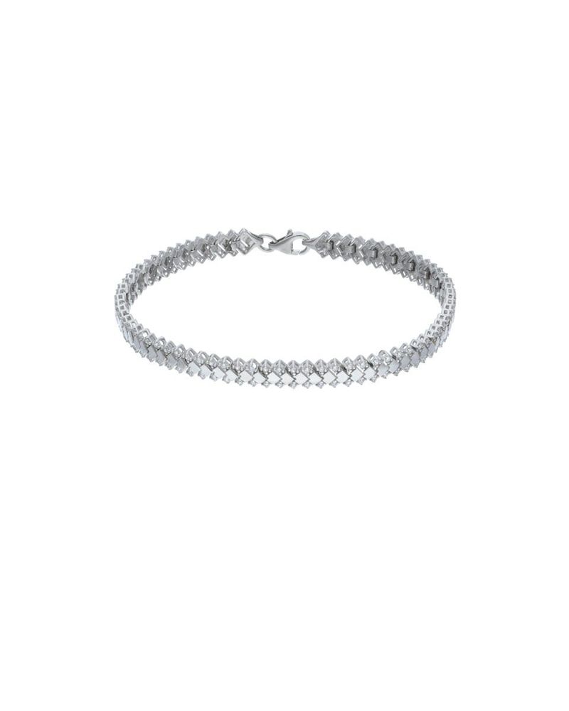 Pulsera De Oro Blanco 14K Con Zirconias