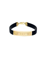 Pulsera De Caucho Con Placa En Oro Amarillo 14K