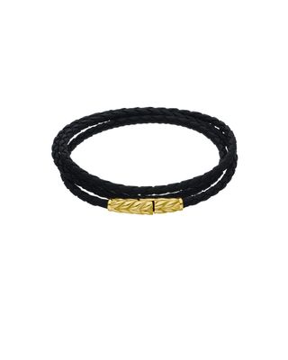 Pulsera de Piel con Aplicacion de Acero para Caballero