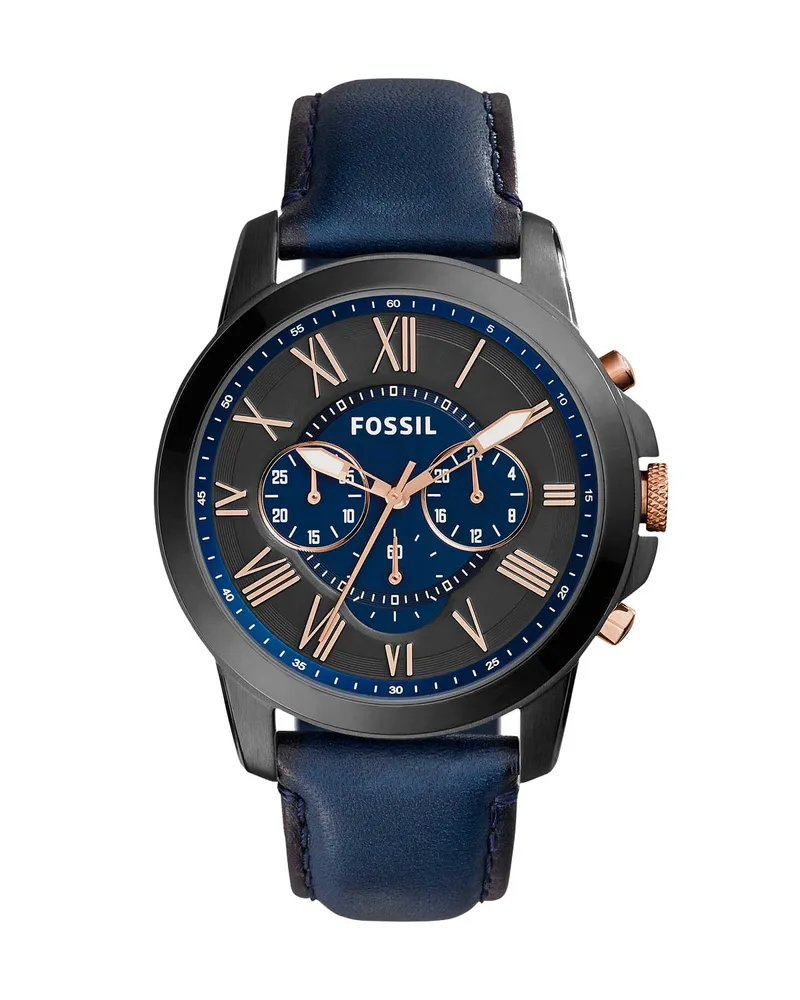 Reloj Fossil Grant Chronograph Navy Leather para Caballero