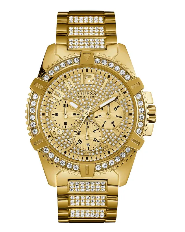  GUESS Reloj multifunción con purpurina dorada de fábrica, Oro,  Moderno : Ropa, Zapatos y Joyería