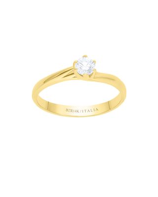 Anillo de Compromiso Solitario Oro Amarillo 14 K con Un Diamante 25 Puntos