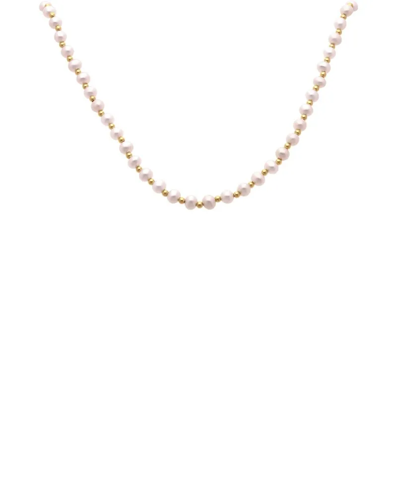 Collar De Perlas Blancas Y Oro Amarillo 14K (43Cm)