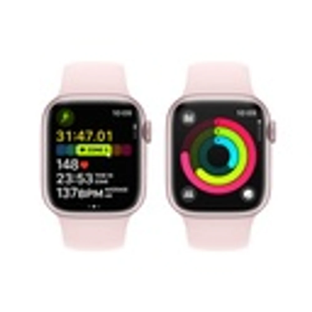 Apple Watch Series 9 Pink Aluminium Case with Light Pink Sport Band