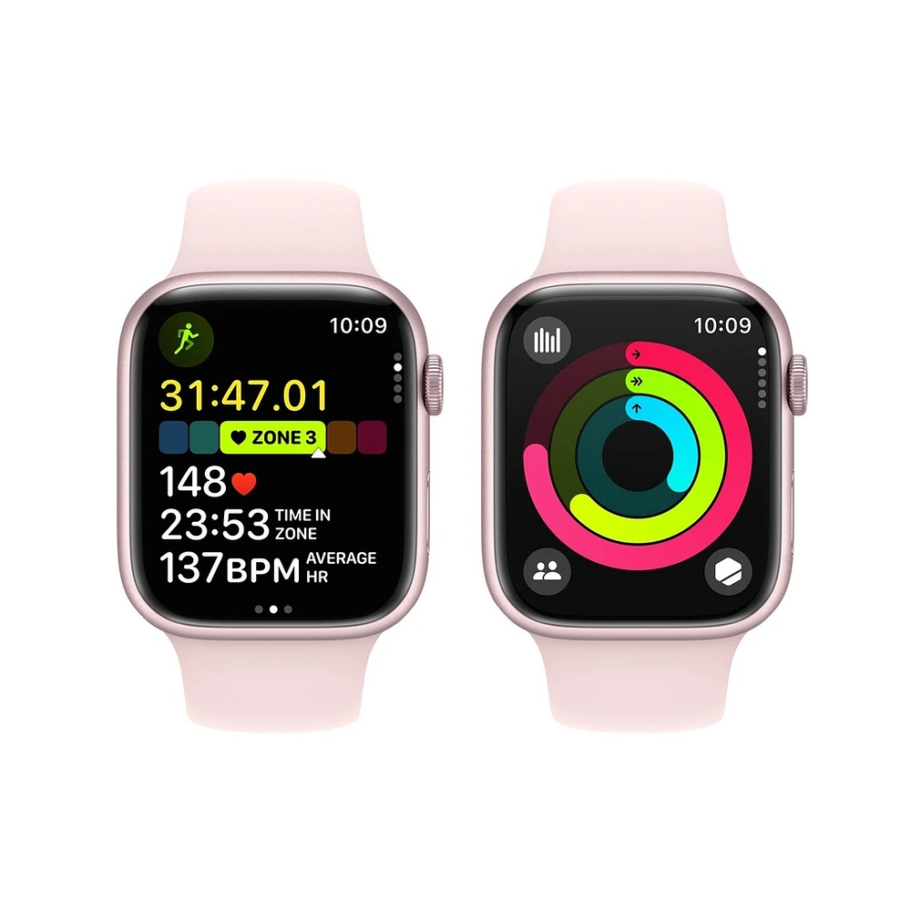 Apple Watch Series 9 Pink Aluminium Case with Light Pink Sport Band