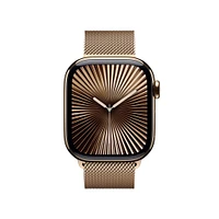 Apple Watch Series 10 GPS + Cellular Gold Titanium Case with Gold Milanese Loop