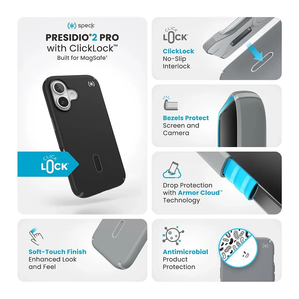 Speck Case with ClickLock/MagSafe for iPhone 16