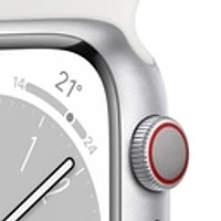 Apple Watch Series 8 Silver Aluminium Case with White Sport Band