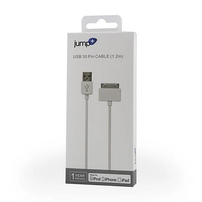 Jump+ USB to 30 Pin Dock Connector Cable 1.2m White