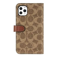 COACH Leather Folio Case for iPhone 11 Pro - Signature C Khaki