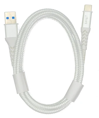 Jump+ USB-A to USB-C 1m Braided Cable - White