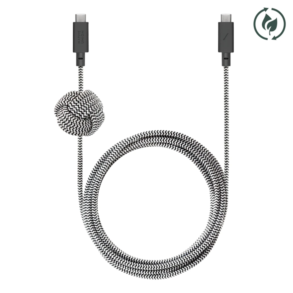 Native Union 2.4M Knot Anchor Cable USB-C to USB-C Cable - Zebra