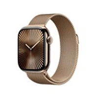 Apple Watch Series 10 GPS + Cellular Gold Titanium Case with Gold Milanese Loop