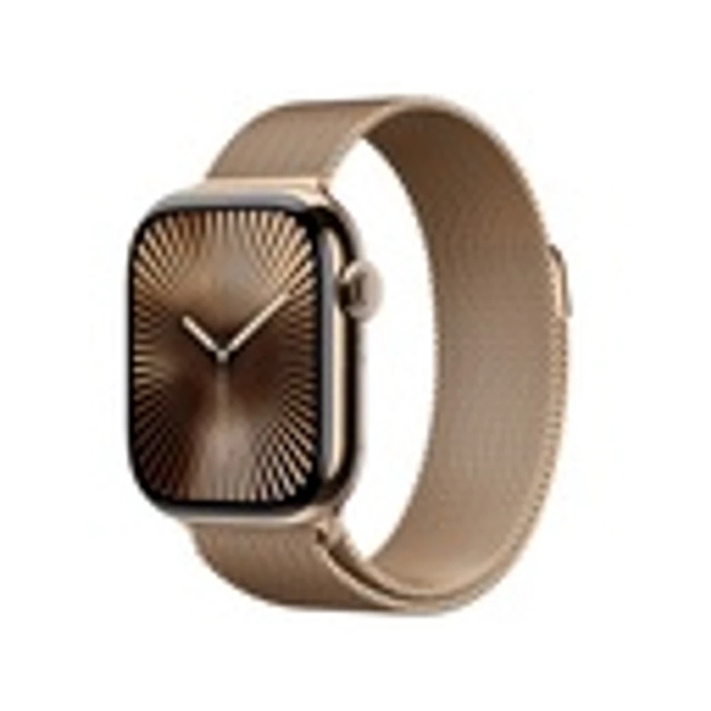 Apple Watch Series 10 GPS + Cellular Gold Titanium Case with Gold Milanese Loop