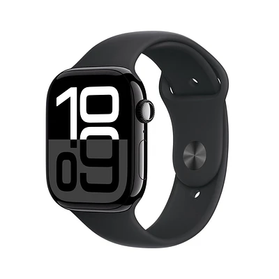 Apple Watch Series 10 Jet Black Aluminium Case with Black Sport Band