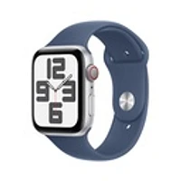 Apple Watch SE (2024) Silver Aluminium Case with Denim Sport Band