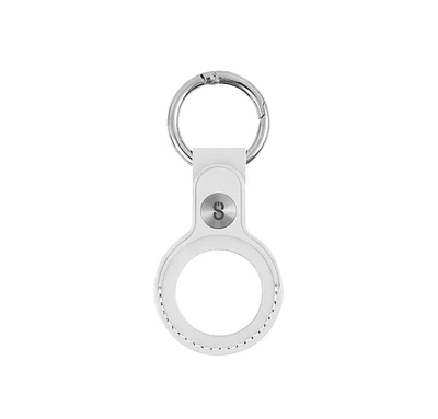 Logiix Leather Key Tag for AirTag with white stitching - White