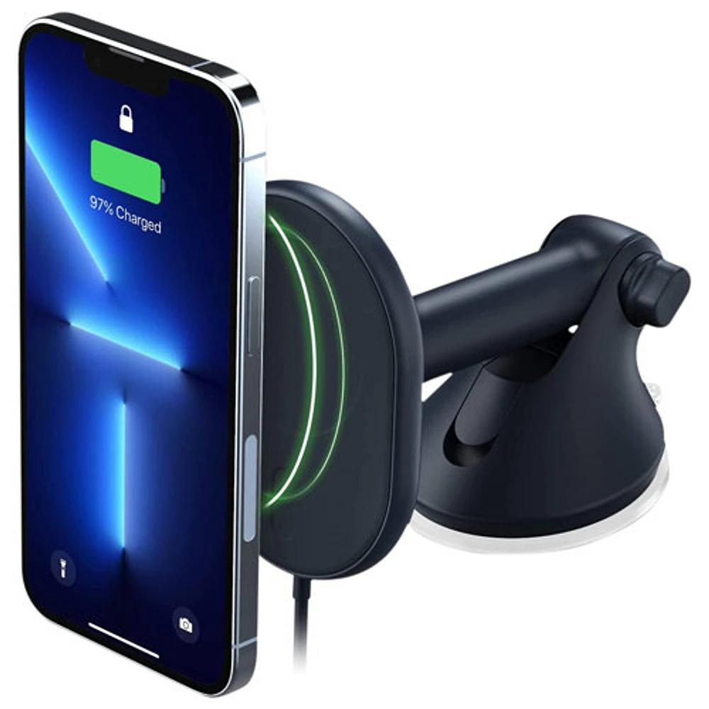 iOttie - Velox Magnetic Wireless charging Dash and Windshield Mount Dark Blue for MagSafe