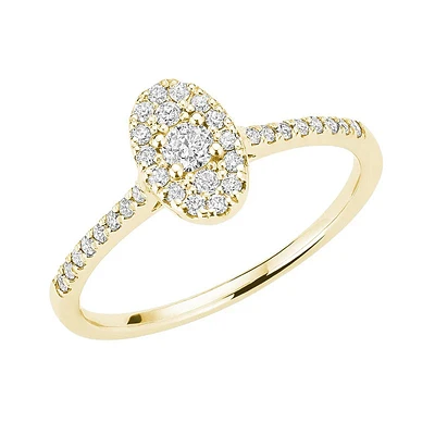 10 Karat Gold 0.25ct Diamond Oval Cluster Ring