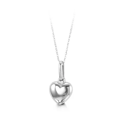 10 Karat White Gold Puffed Heart Children's Necklace