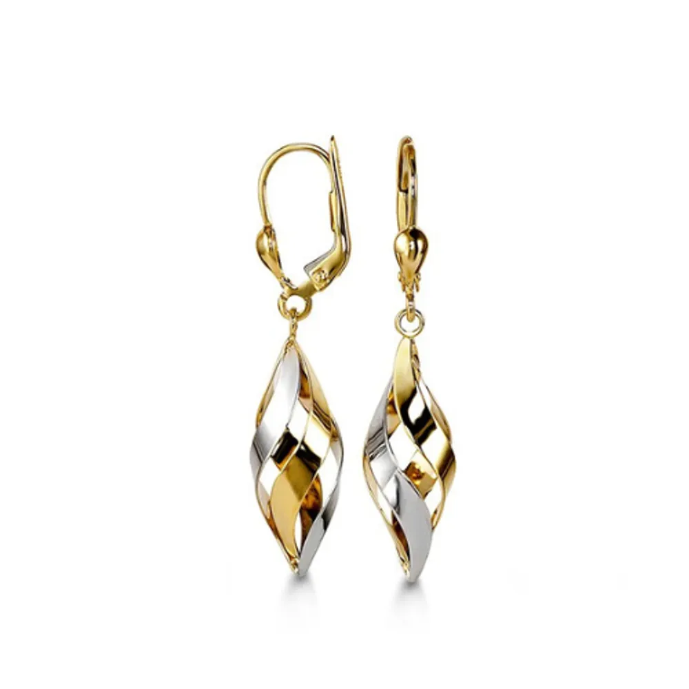 10 Karat Tri-Colour Lever Back Earrings