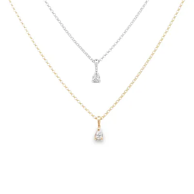 14 Karat Gold Pear Shaped Lab Diamond Necklace