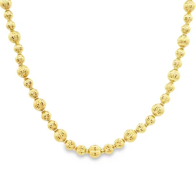 18 Karat Yellow Gold Diamond Cut Beaded Necklace