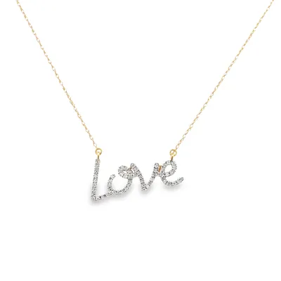 10 Karat Yellow Gold Diamond Love Necklace