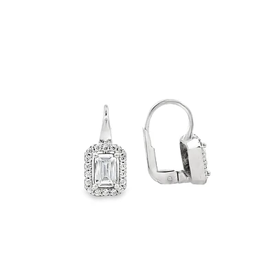 10 Karat White Gold Cubic Zirconia Dangle Earring