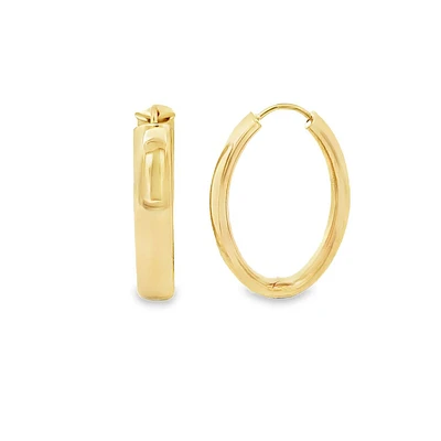 10 Karat Yellow Gold Oval Hoop Earrings